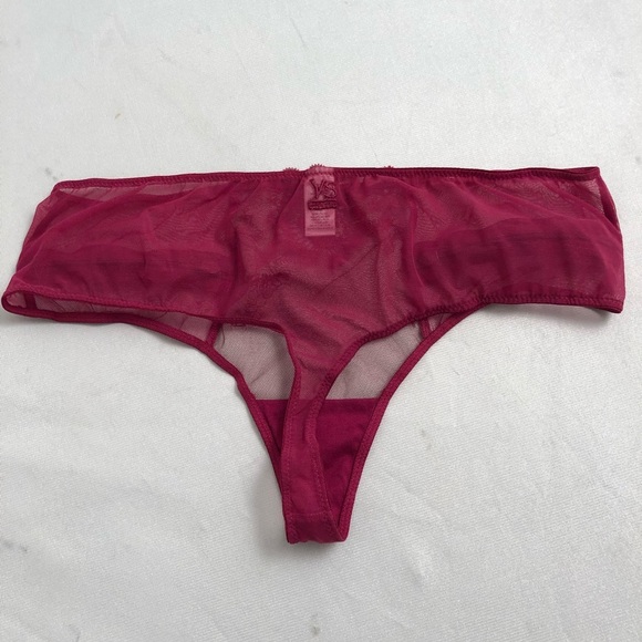 Victoria’s Secret raspberry lace and nylon mesh hiphugger thong panty - Picture 6 of 11